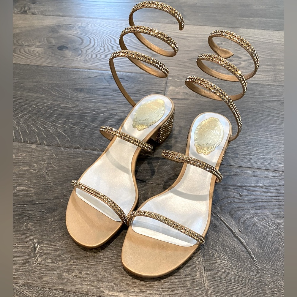 ❌SOLD❌RENÉ CAOVILA Ankle Wrap Block Heel Sandals Size 36.5 (US 6.5)
